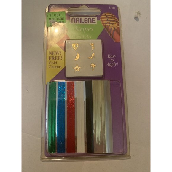Nailene Nail Art Gold stick on decals for fingers & toes nails Vintage New creat - Picture 2 of 9